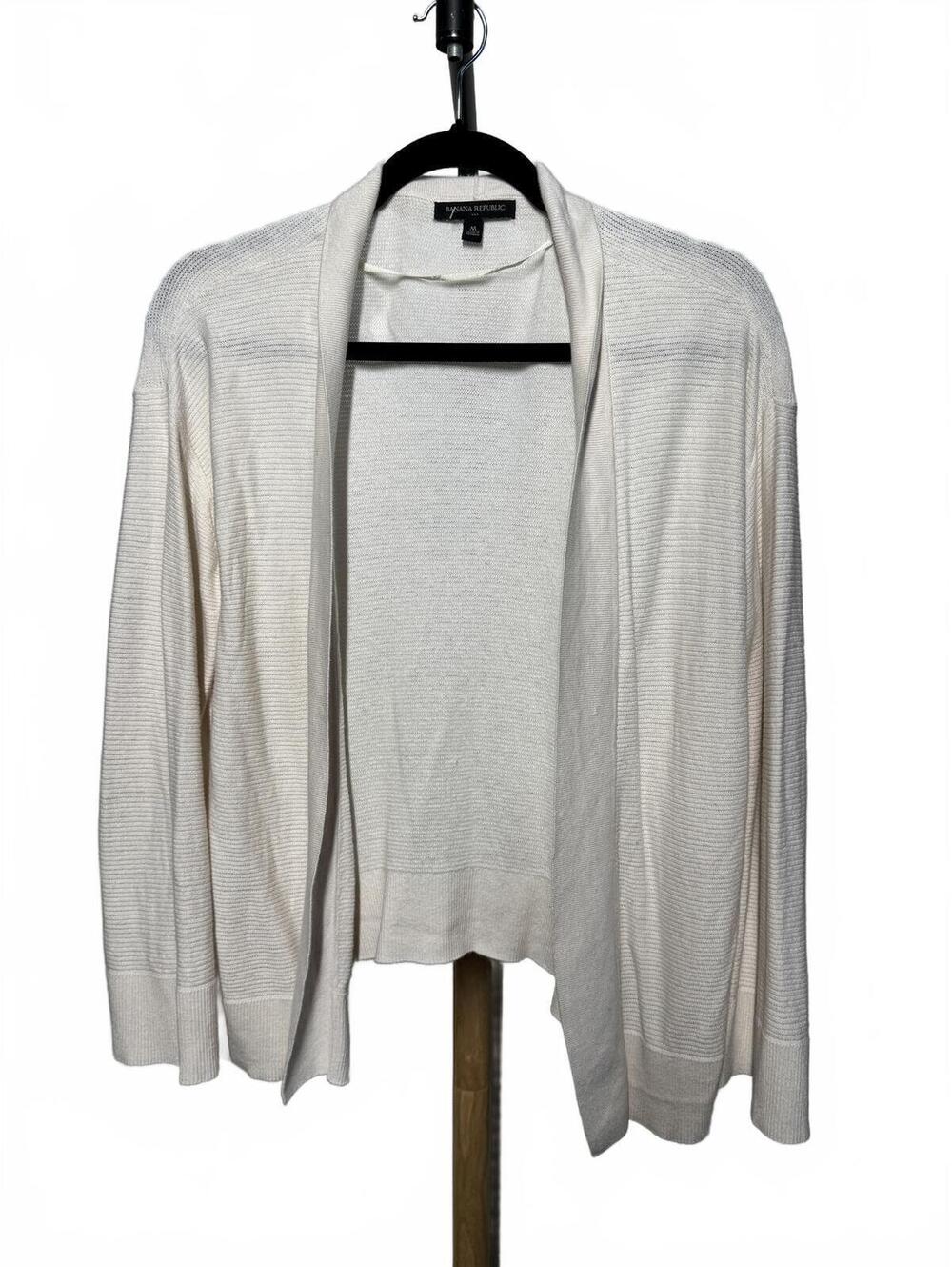 Banana Republic Cream Open Front Lightweight Cardigan Sweater Size M